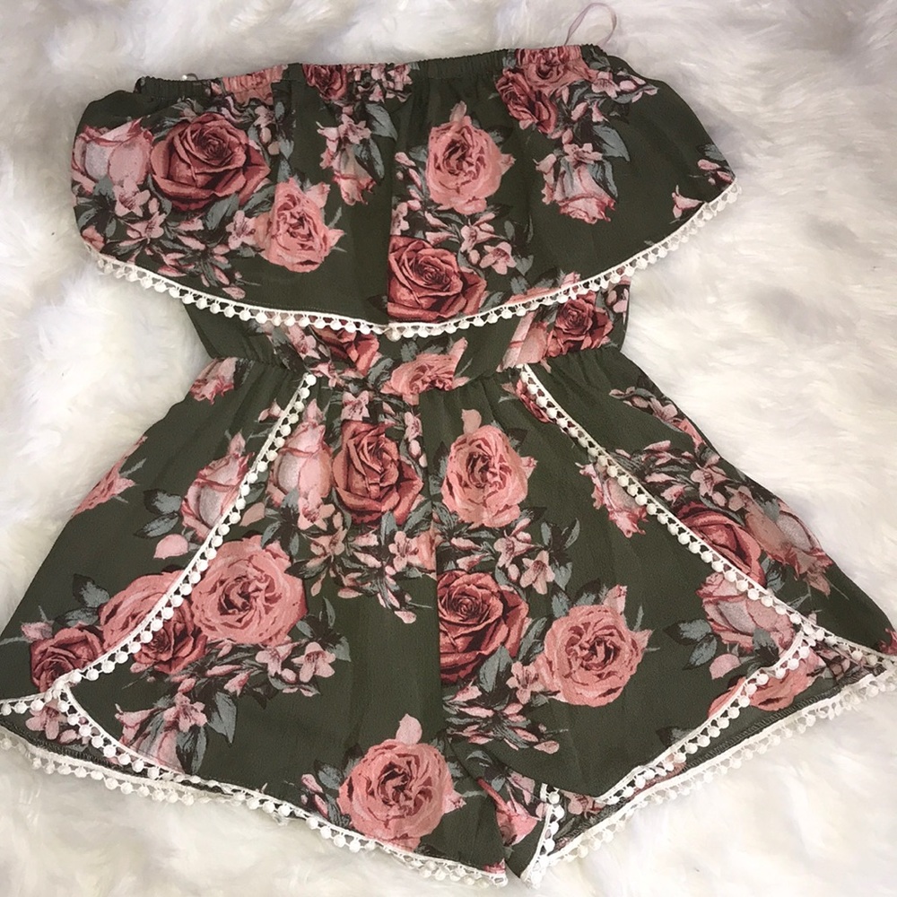 Green Rose Romper